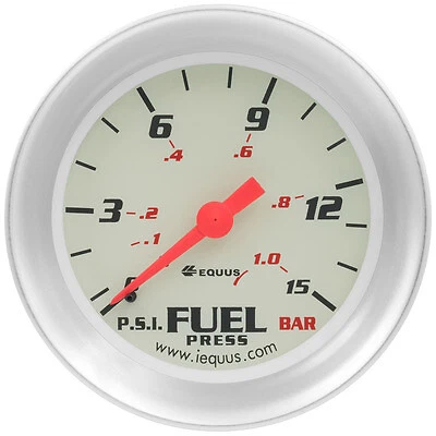 Equus 2-5/8 Dia Fuel Pressure Gauge 0-15 Psi - E8434