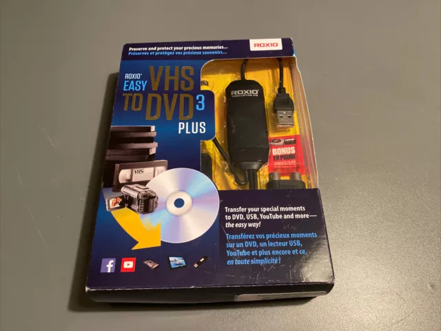 Roxio Easy VHS to DVD 3 Plus, VHS, Hi8, V8 Video to DVD or Digital  Converter