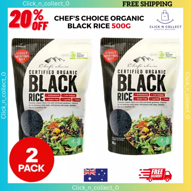 Chef's Choice Organic Black Rice 500g - Nutty Taste, Soft Texture Free Shipping.