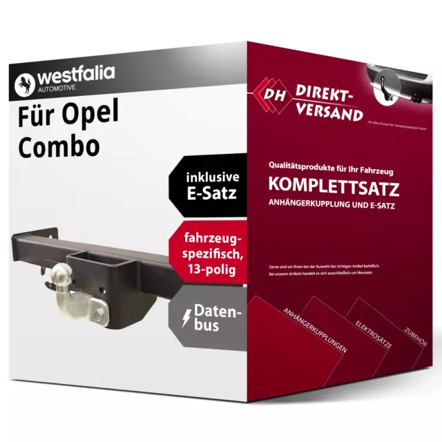 Für Combo X19 (Westfalia) Anhängerkupplung starr + E-Satz 13pol spezifisch neu