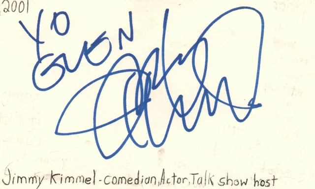 Jimmy Kimmel Comedian Actor Talk Show Host Autographed Signed Index Card JSA COA