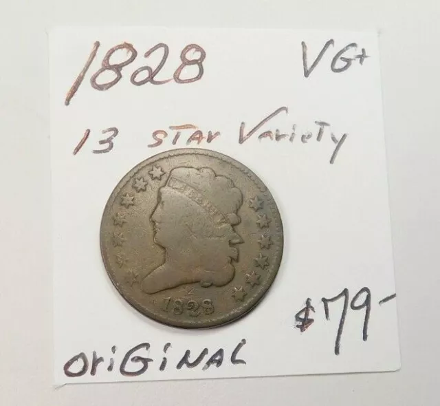 1828 Chocolate Brown 13 Star Half Cent - 100% Original! Never Cleaned!!!!!!!!!!