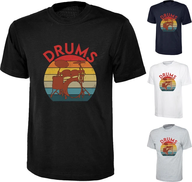 Vintage Drummer T-Shirt Musician Drums Drumming Kit kids/adults Unisex Gifts Top
