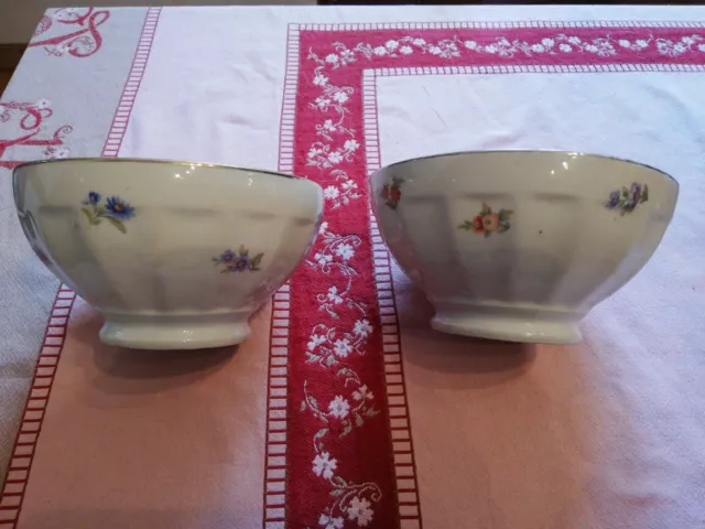 Bol A Facette Porcelaine Decor De Fleurs Digoin Sarreguemines/Ancien