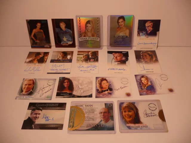 Lot 17 cards Autograph / Game Thrones / Dr Who / Angel / Buffy / Veronica Mars