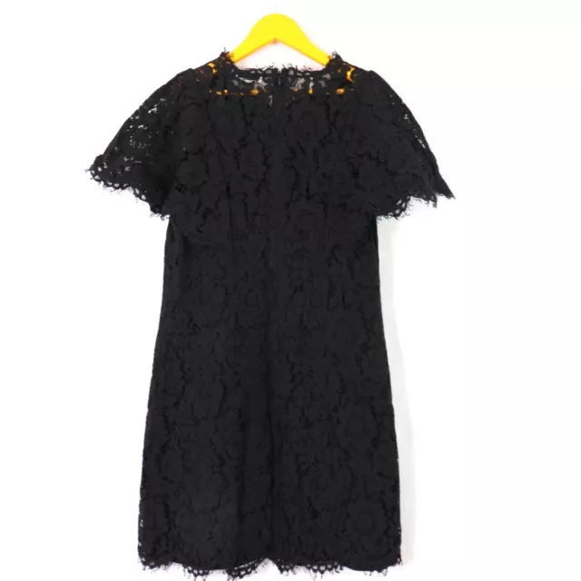 Whistles Womens Dress Black Lace Sheath Scalloped Hem Fringe Cap Sleeve Size 12 2