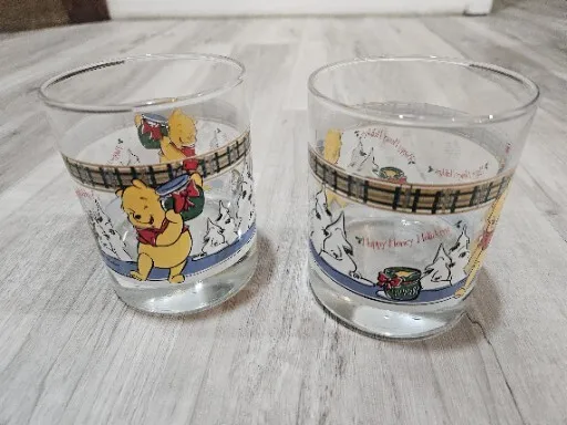 Anchor Hocking Christmas Winnie The Pooh Glasses: Set Of 2