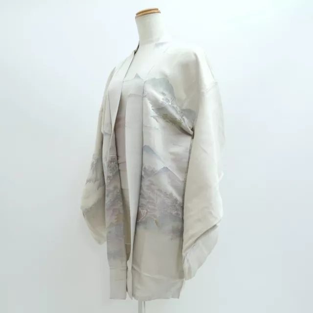9378G1 Silk Vintage Japanese Kimono Haori Jacket Mountain Landscape
