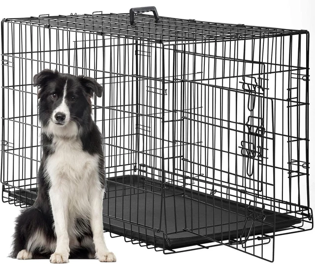 48& FOLDING METAL Pet Cage Double Door Panel Indoor Outdoor Large Dog