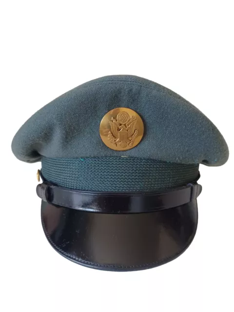 Vintage US Army Class A Service Cap Cover Size 7 H.L Hat Vietnam Era Dress Visor