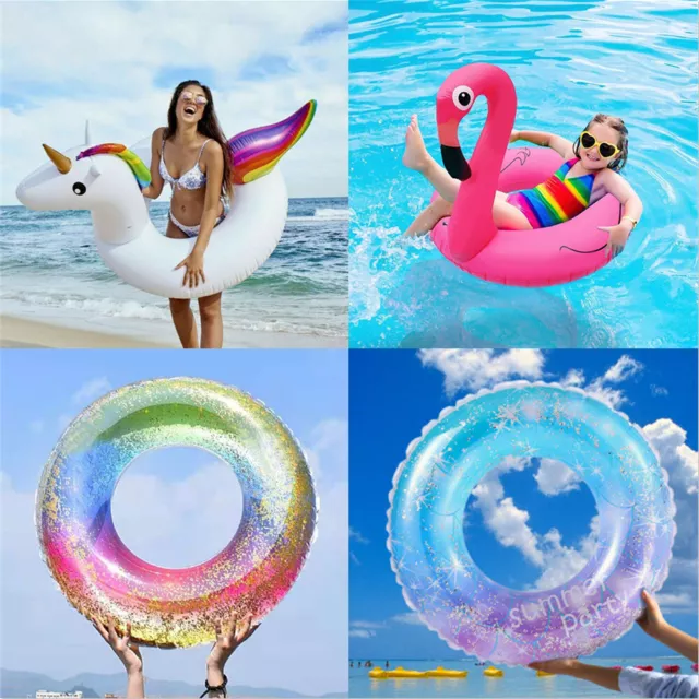 Adults Kids Inflatable Swimming Ring Flamingo Unicorn Swim Pool Beach Floats Toy