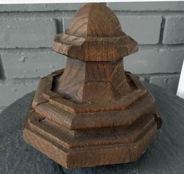Antique OAK NEWEL POST FINIAL HEXAGON SHAPE ( B )