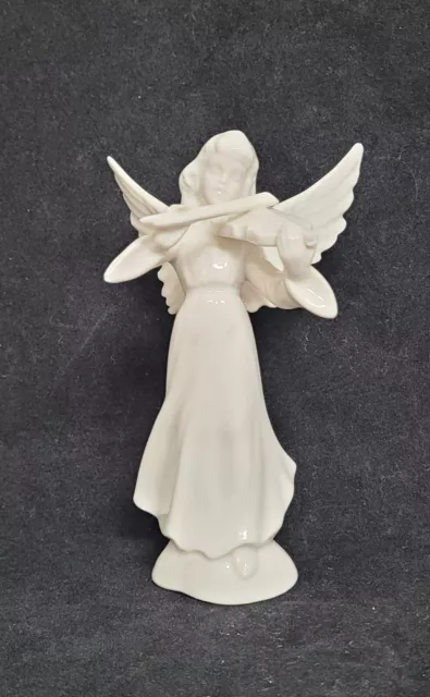 Dresden White Porcelain Angel Musician Violin Figurine