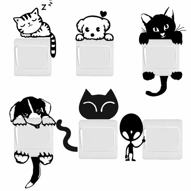 DIY Funny Cute Cat Dog Switch Stickers Wall Stickers Home Decoration Bedroom kid