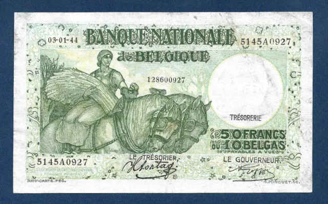 (DN) Belgium 50 Francs 1944 P-106 EF