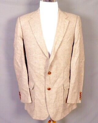 Vintage EUC Haggar Imperial 100% Lana Tweed Herringbone Giacca Sportiva 42 L