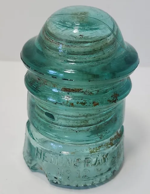 CD 113 Jade Aqua HEMINGRAY No. 12 Antique Glass Telegraph Insulator G5