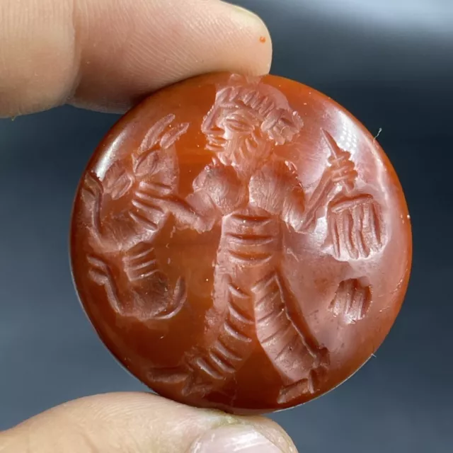 Ancient near Eastern Carnelian Agate intaglio seal stamp Bead Amulet