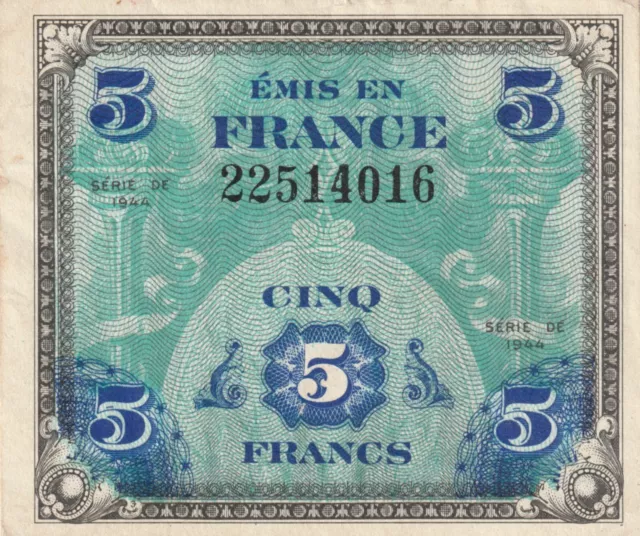 France 1944 5 Francs Circulated Banknote Pick 115a Bargain Bin