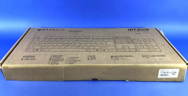 ID Tech Versakey 230 POS Keyboard w/ MagStripe Card Reader PN: IDKA-234112B