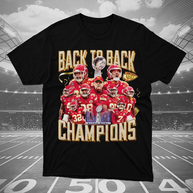 KANSAS CITY CHIEFS Super Bowl 58 CHAMPS 2024 Back to Back Shirt Youth