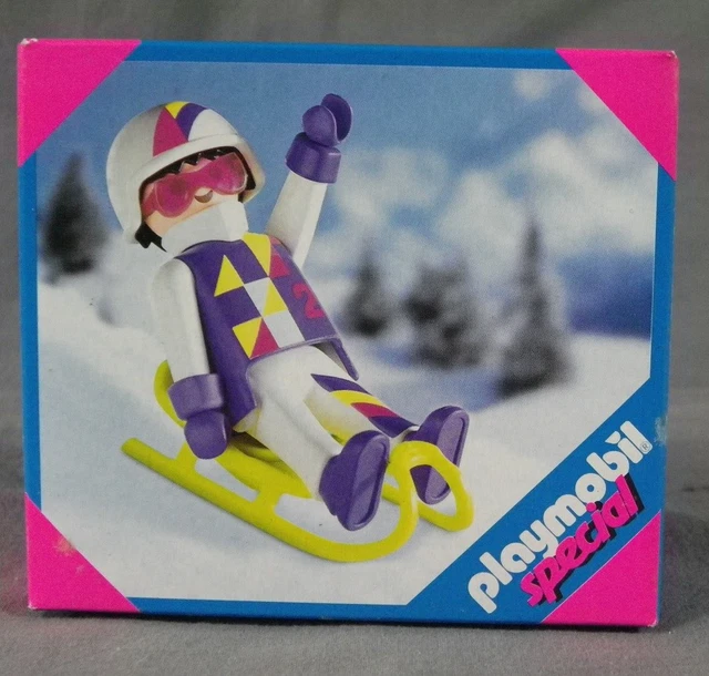 Set Playmobil Vintage 3467 - Sports D'hiver 1984 : Skieur, Chalet, Chiens - Occasion Bon état