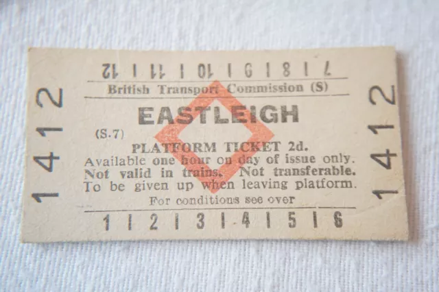 Eastleigh British Rail BTC Platform Railway Train Ticket