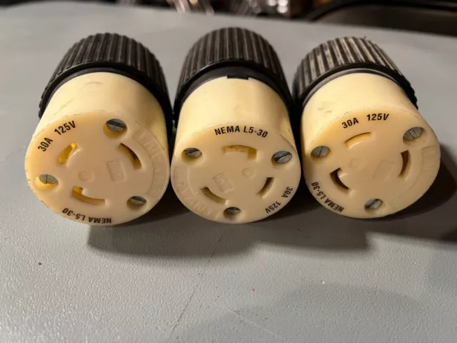 (Lot of 3) NEMA L5-30R 125V 30 Amp 3W 2P Twist Lock Female Plug