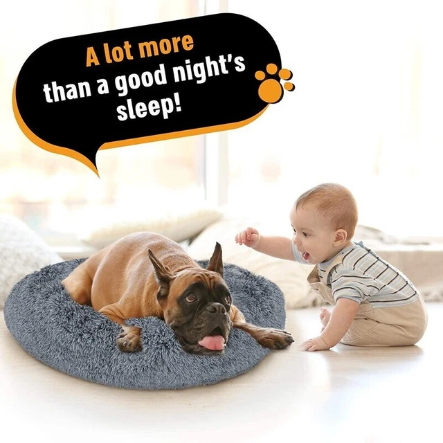 Donut Plush Bed Round Pet Dog Cat Calming Kennel Soft Warm Fluffy Sleeping Nest 2