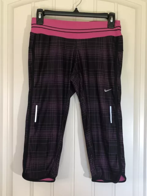 Nike Dri-Fit Running Capris, Women’s Size Small, Pink & Black