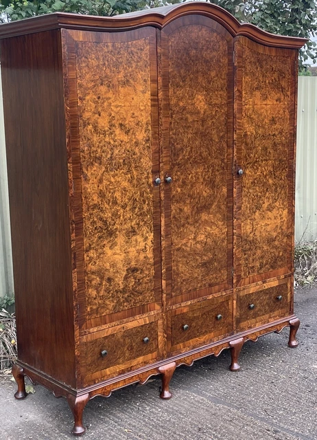 Superb Huge Walnut Art Deco 3 Door Wardrobes Amazing Veneers 2 Man Delivery