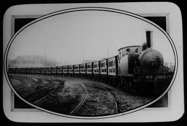 RAILWAY LOCOMOTIVE 325 & COLMANS MUSTARD WAGONS C1910 Magic Lantern Slide PHOTO