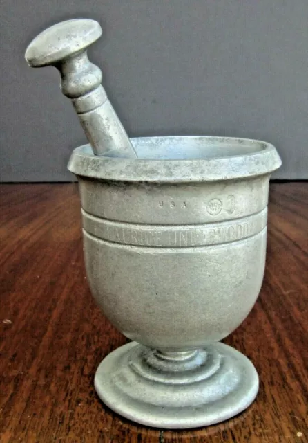 Wilton mortar and pestle Armetale marked RPW, USA, and another symbol 1950's