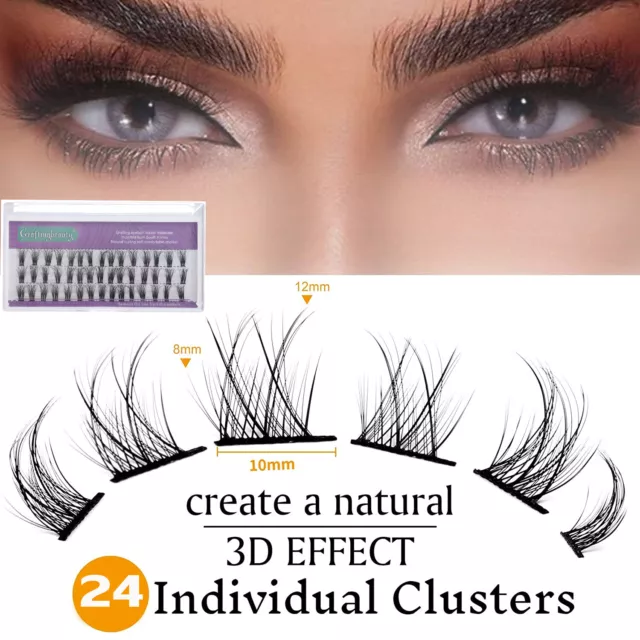 C Curl Lashes Natural Lash Extension Kit DIY Individual Lash 3D 24 Clusters