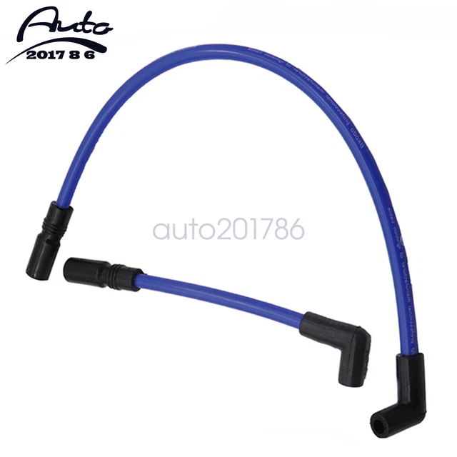 New 2PCS 10.4mm Spark Plug Wires For Softail Slim FLSS 99-19 Big Twin FXD Blue