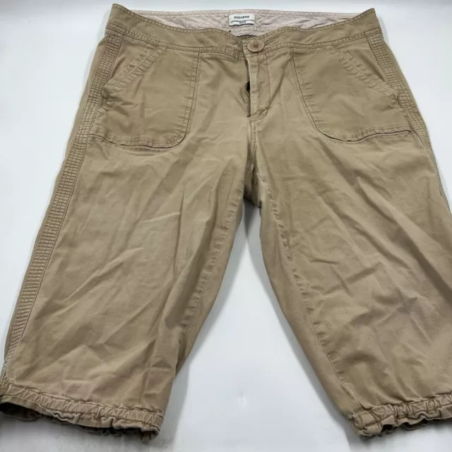 Dockers Womens Chino Shorts Ideal Fit Size 12 Beige Tan Khaki Cotton Stretch 2