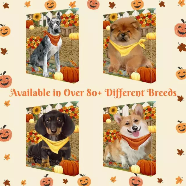 Fall Autumn Greeting Dog Cat Pet Photo Canvas Wall Art D?cor 16x20 In