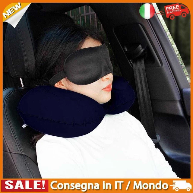 IT Inflatable Neck Pillow Support U Shaped Travel Pillow for Car (Dark Blue)