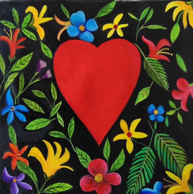 CUORE ARTE POP ART ,OLIO SU TELA 20 x 20 CM DIPINTO A MANO MADE IN ITALY