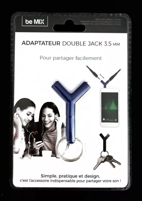 🆕 Adaptateur Double Jack 3.5 MM - Partager le son de votre Smartphone - BLEU 🔵