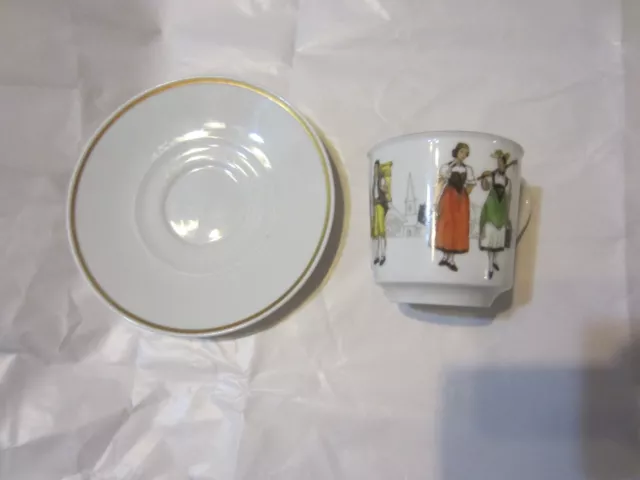 Suisse Langenthal Porcelain Costumes Suisses Berne Demitasse Cup & Saucer NR