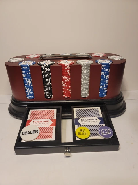 World Poker Tour Professional Poker Chips 306 Piece Set w/Spinning Wood Holder