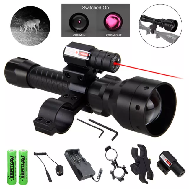 Jagd Green / Red Dot Laser Sight & IR Taschenlampe 940nm Nachtsicht Zoom Fackel