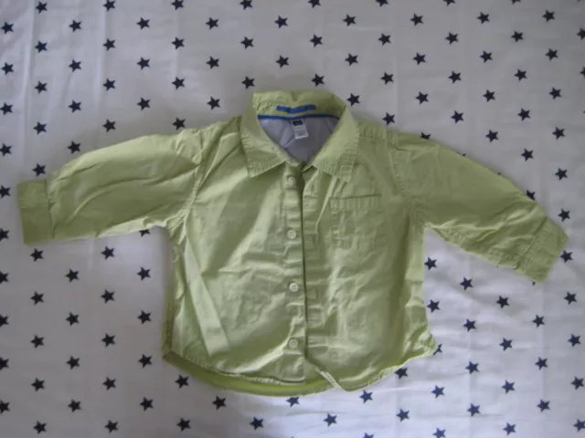 Baby Gap chartreuse lime green DRESS SHIRT 18 24 mo boy holiday christmas blue