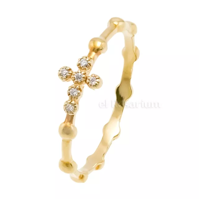Rosary Ring PR40 10K Real Solid Gold Catholic Christian Ring (US 4 ~ 11)