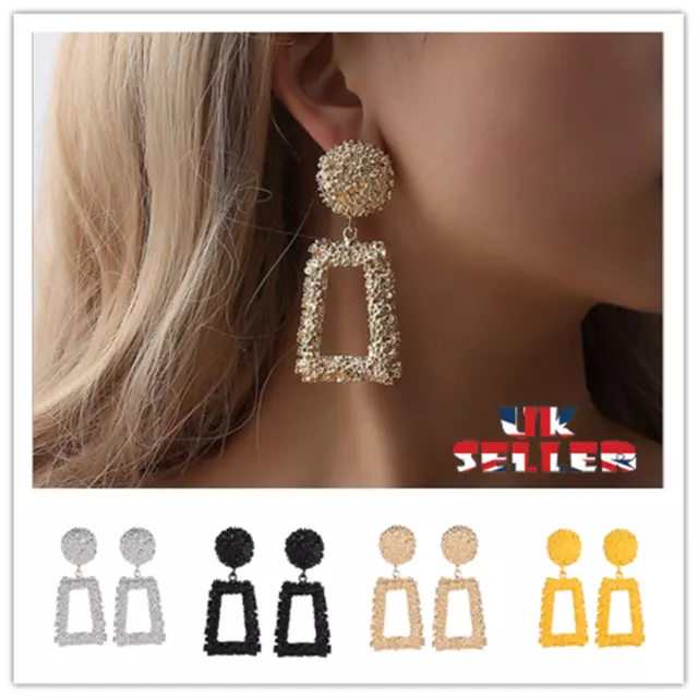 UK Stock Punk Gold Metal Dangle Earrings Jewellery Geometric Big Drop Earrings