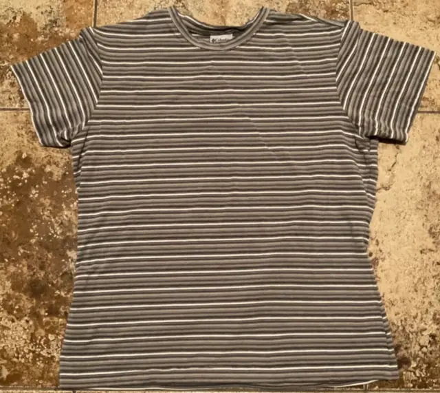 Columbia Sportswear Grt T-Shirt ( Womens Large ) Gray Striped Preowned