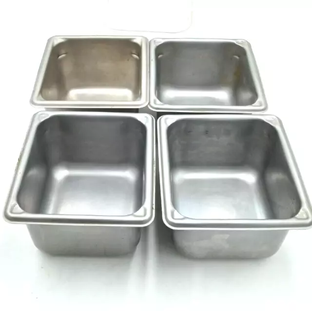 Lot of 4 Vollrath 3064-2 Super Pan Size 4" Deep 6x5.5" Steam Table Pans+ 1 clear