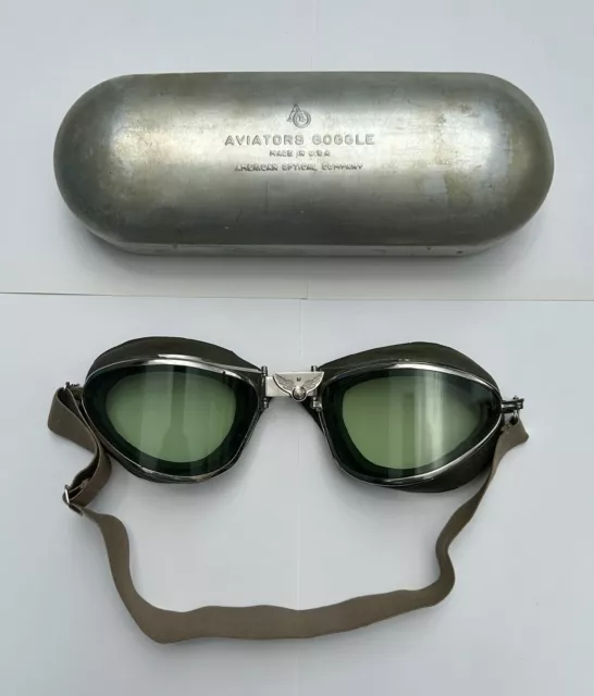 AMERICAN OPTICAL AIRWAYS GOGGLES-DELUXE W/CASE Pre WW2 And Post AMERICAN OPTICAL AIRWAYS GOGGLES-DELUXE W/CASE Pre WW2 And Post
