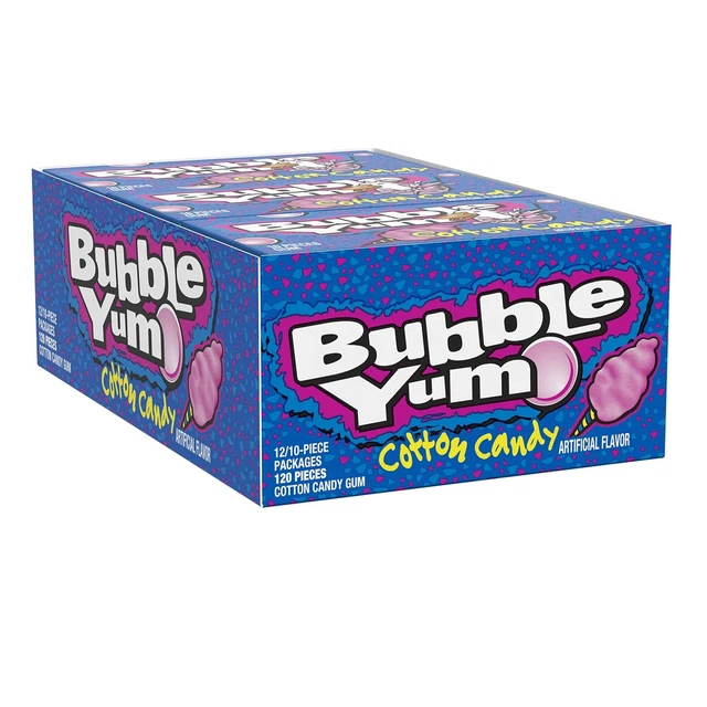 BUBBLE YUM Cotton Candy Bubble Gum, Bulk Individually Wrapped, 2.82 oz Packs ...